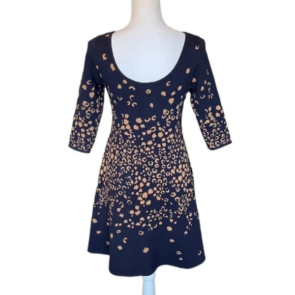 Anthropologie Dress Womens XS Maeve Sweater Animal Print Warm Scoop Back Y2K - Picture 10 of 15